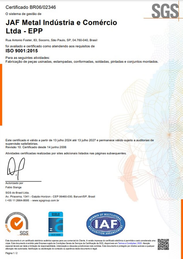 Certificado ISO 9001:2015